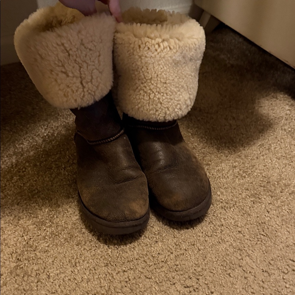 UGG Brown and Cream Shearling Boots
